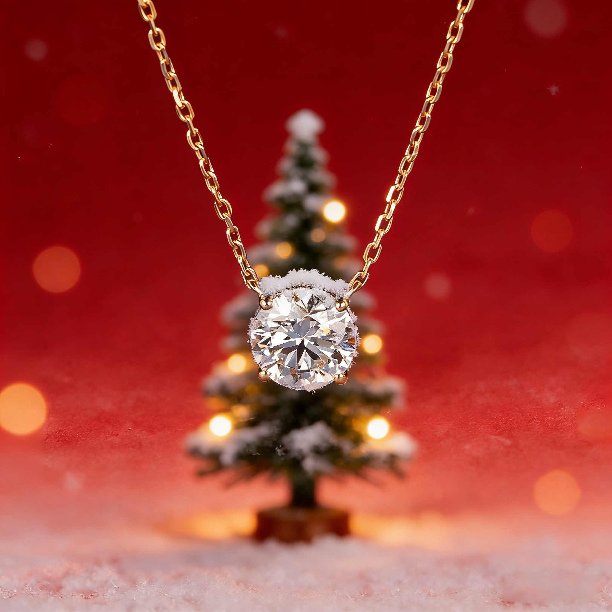 实验室培育钻石1克拉K黄吊坠【腾腾严选】18K金黄色四爪吊坠