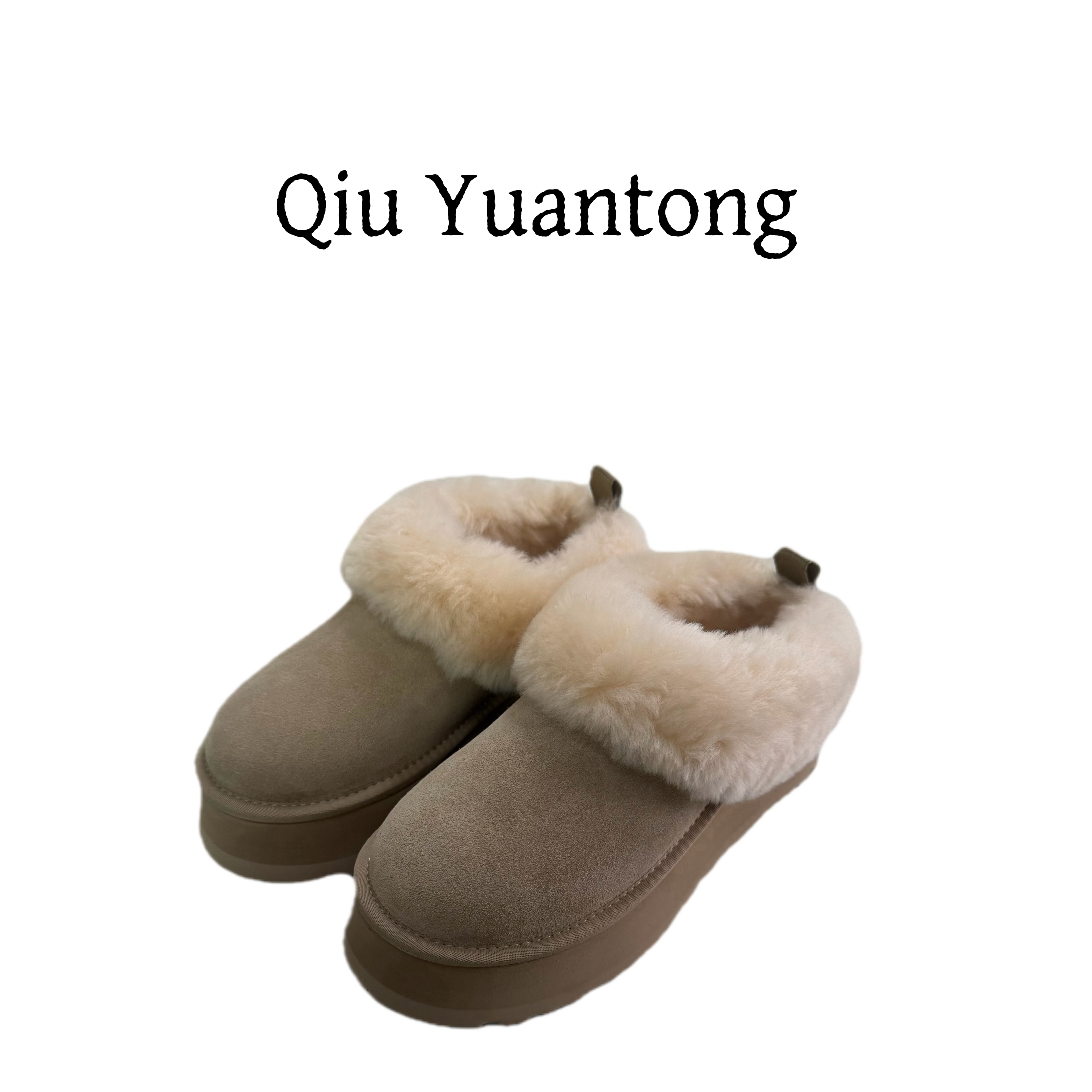 秋原瞳-低筒一脚蹬皮毛一体雪地靴（跟高5cm）