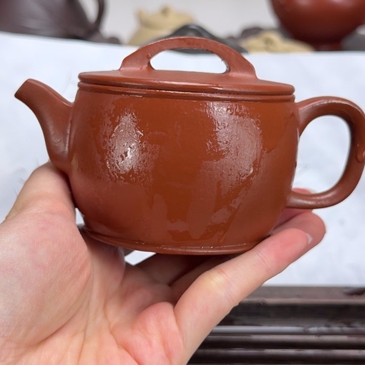 茶壶紫砂朱泥全手汉瓦