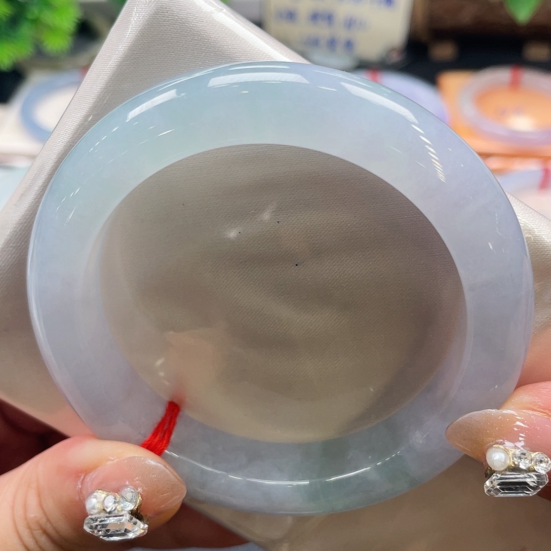 未镶嵌手镯翡翠11号冰胶春彩58圈渐变 墙裂安利