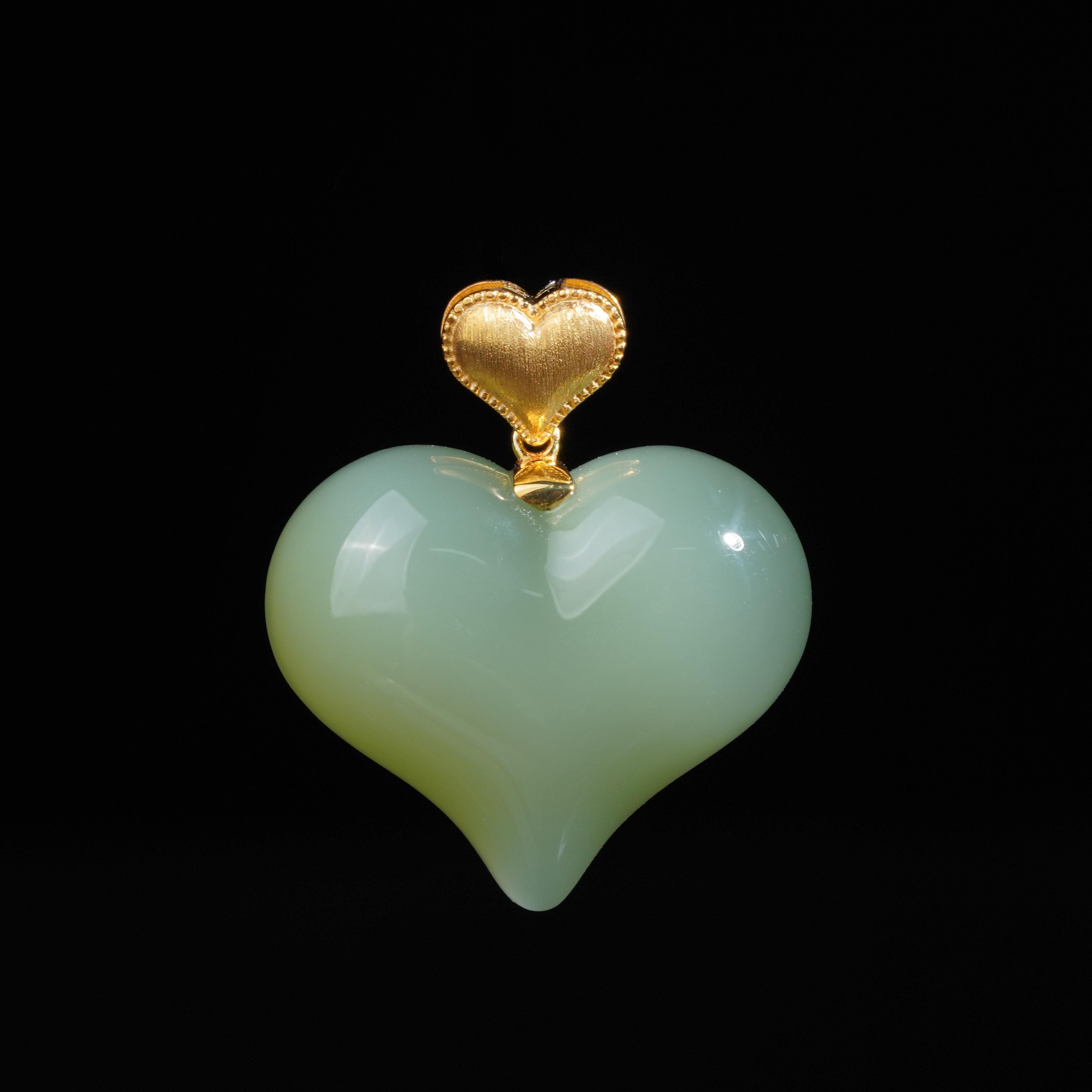 【鹿鸣】灵犀 | 18k金冰底粉青小屁桃吊坠18*22*11.5mm 不含链 LM09