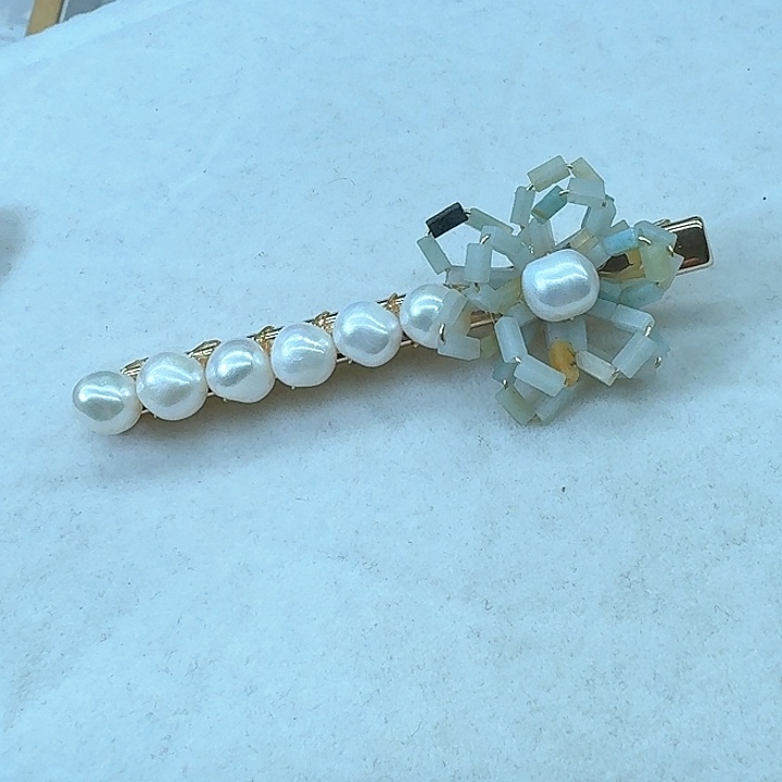 淡水珍珠发饰银S925镶嵌