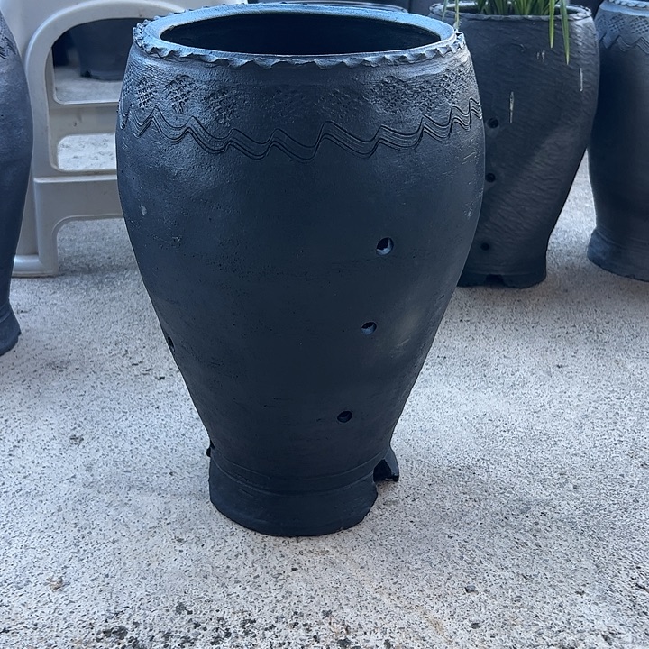 婷***姐纯手工黑陶兰花盆