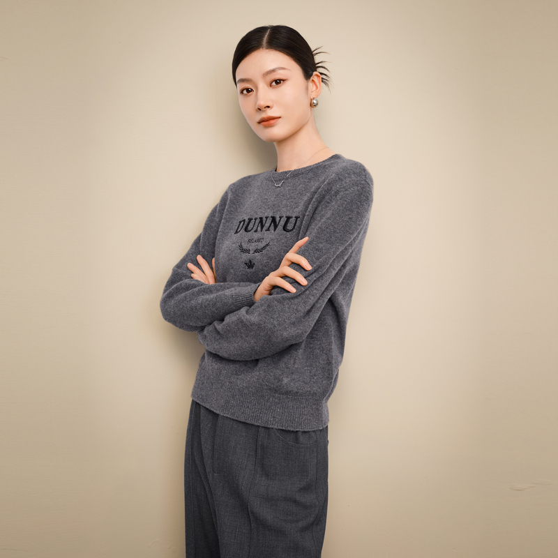 dunnu敦奴2025年秋季新款圆领套头休闲羊毛针织衫FU572110