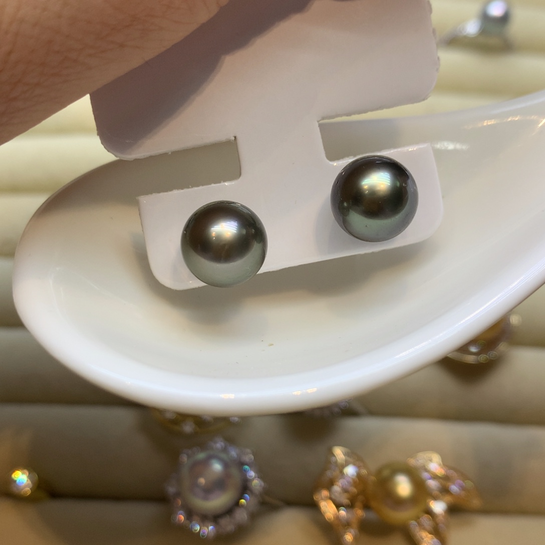 银S925镶嵌耳饰海水珍珠