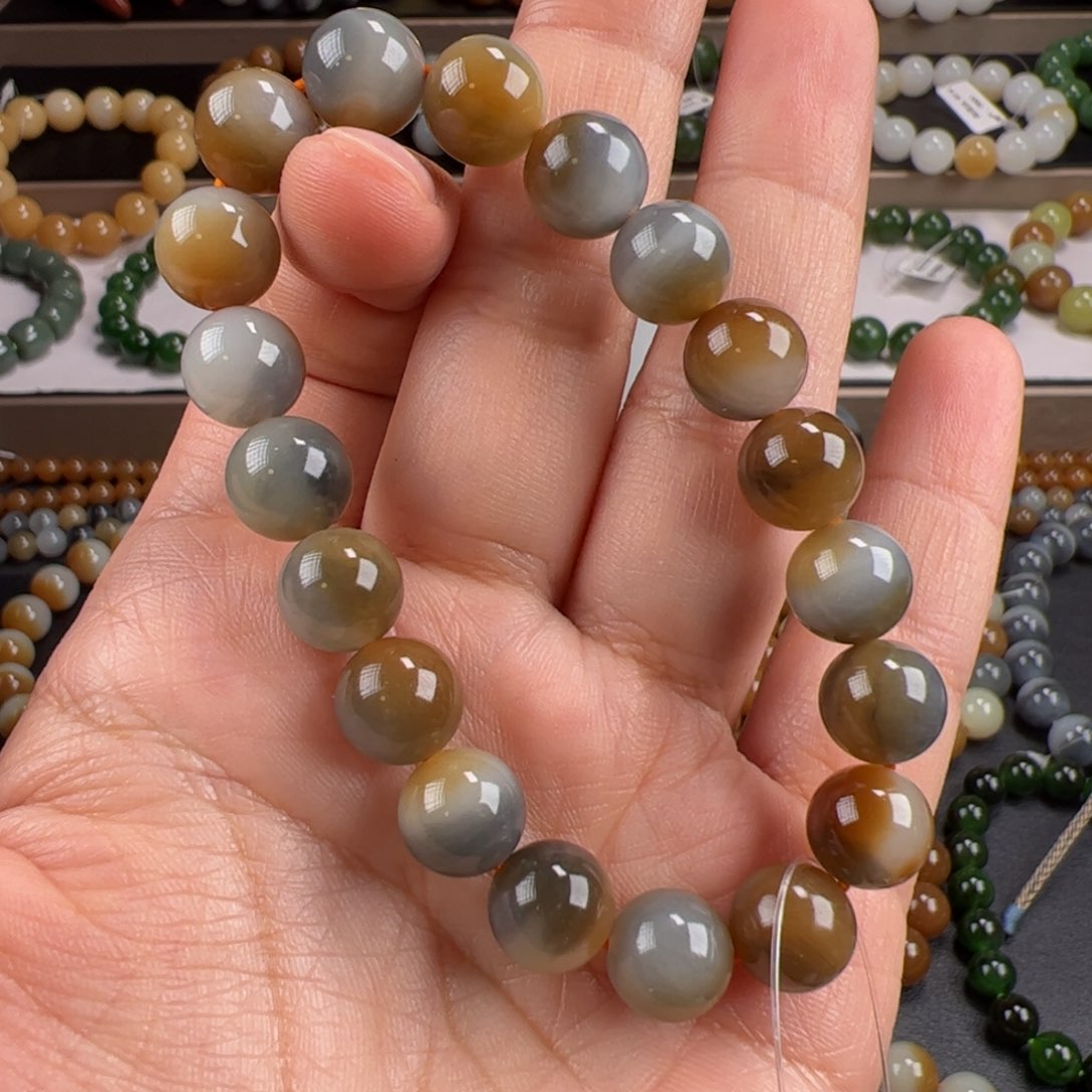 和田玉手链未镶嵌颗颗楼兰唐三彩