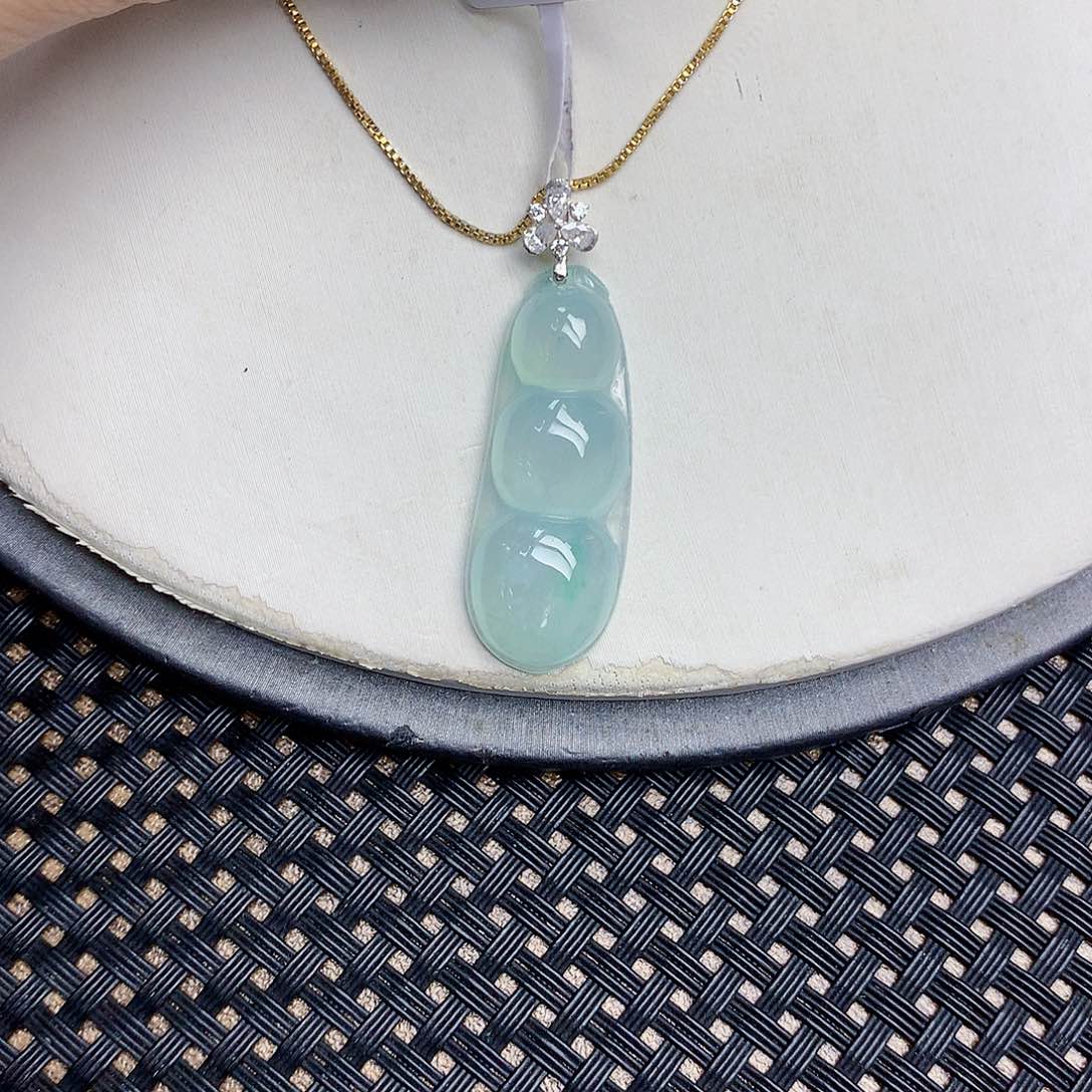 翡翠18K金镶嵌颈饰天然缅甸翡翠a货百元以上9元证书费自理