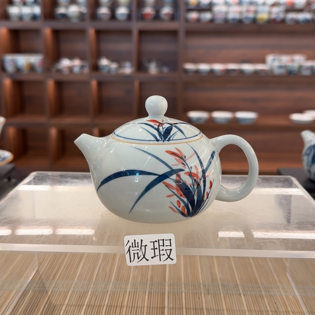 釉下手绘茶具微瑕