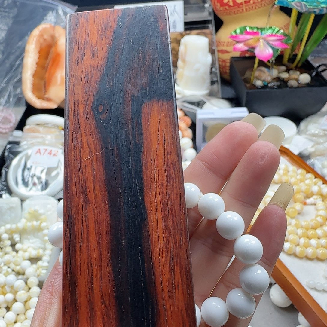 大果紫檀（缅甸花梨）1.0奶白单圈手串
