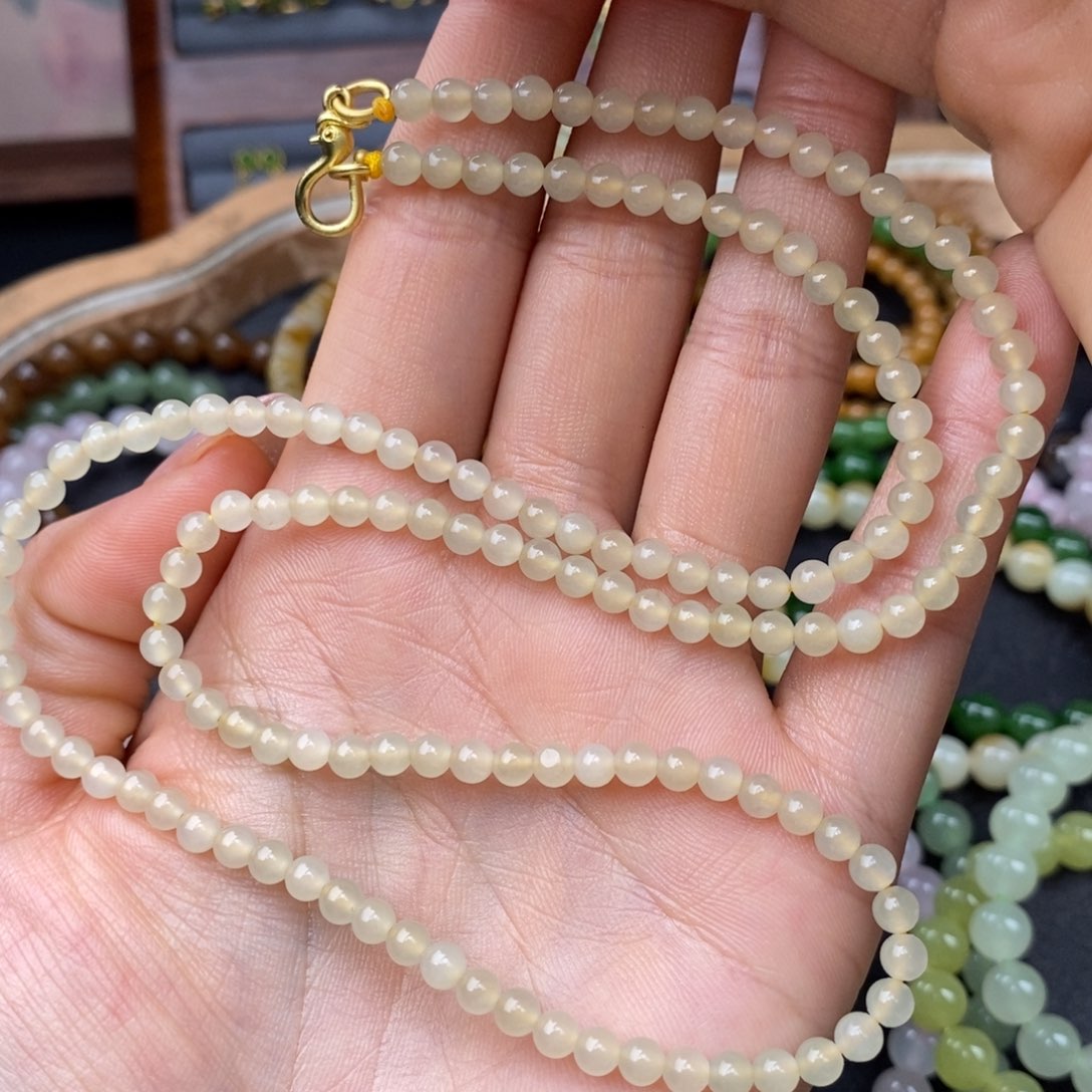 和田玉冰底蜂蜜水多圈未镶嵌