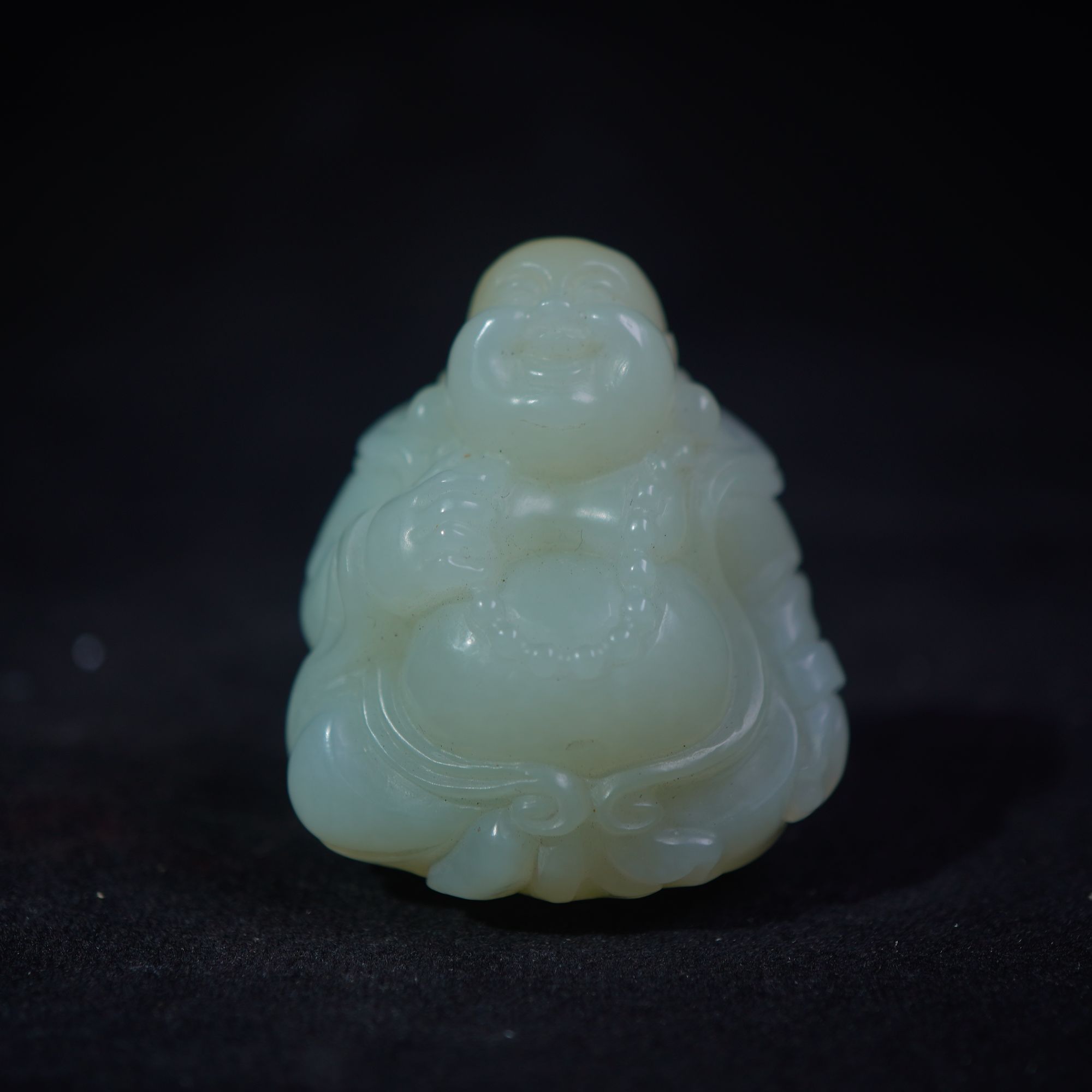 48G28  清  和田玉弥勒佛吊坠