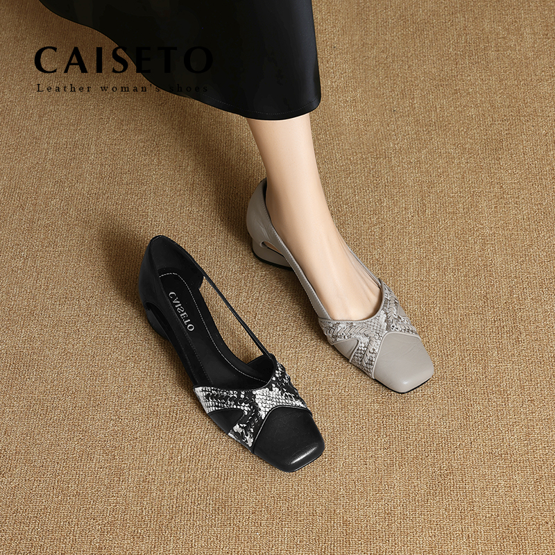 【灰色】羊皮/3.5cm设计感软皮百搭舒适夏季新款方圆头凉鞋25D440