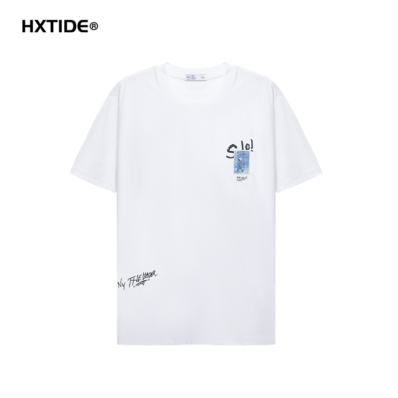 【HXTIDE男装】贴布印花刺绣圆领短袖T恤S102522066101百搭简约