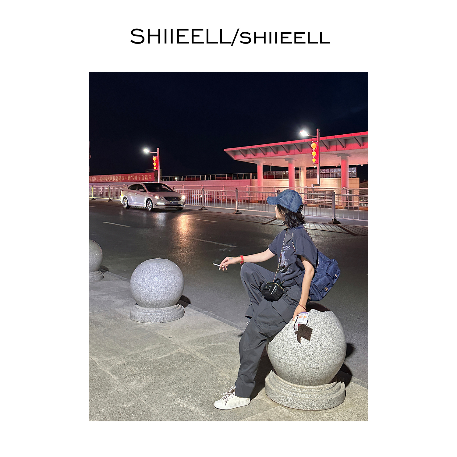 SHIIEELL夏季出行户外洋气休闲百搭耐磨高级灰阔腿工装裤女P3107