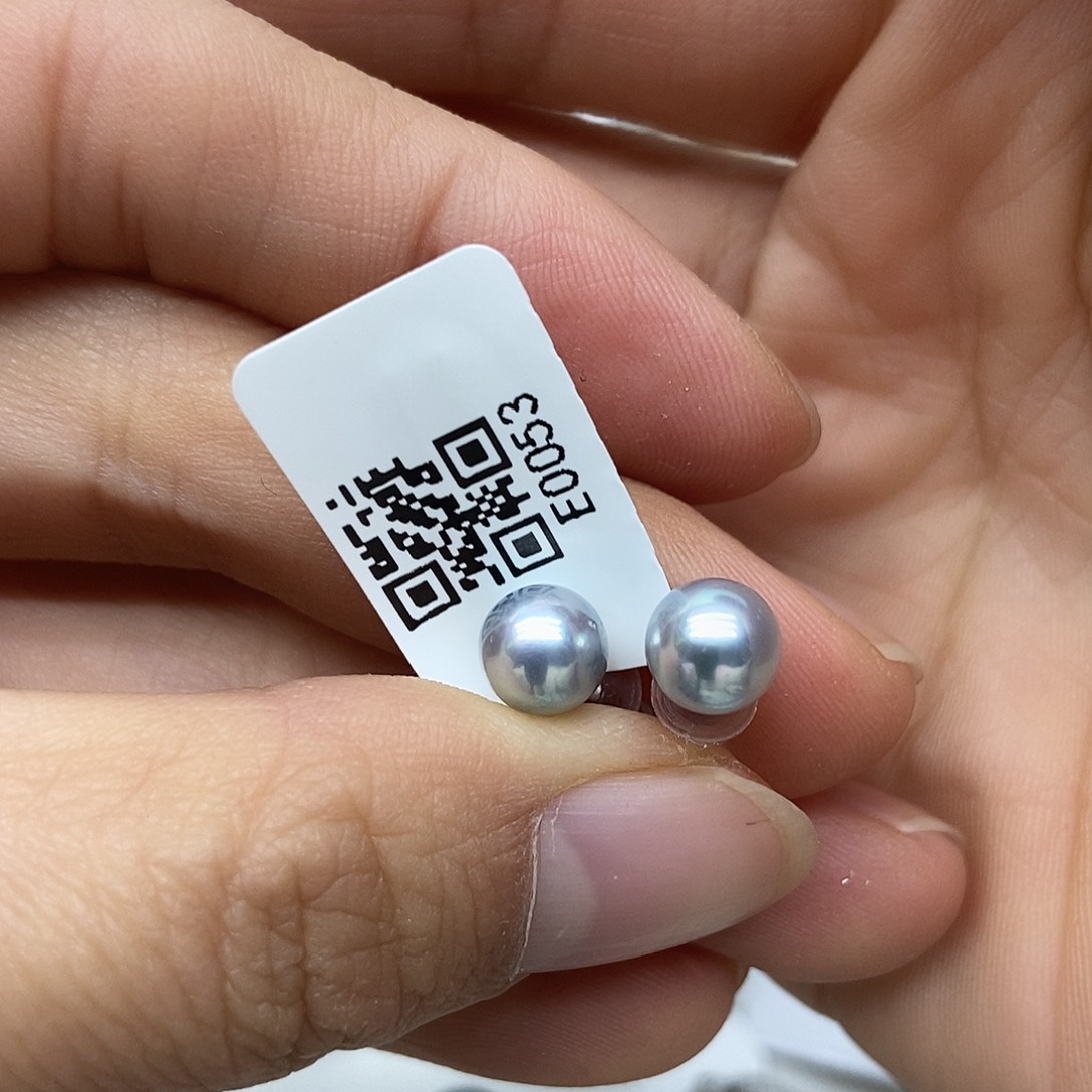 海水珍珠银S925镶嵌耳饰@@E0053