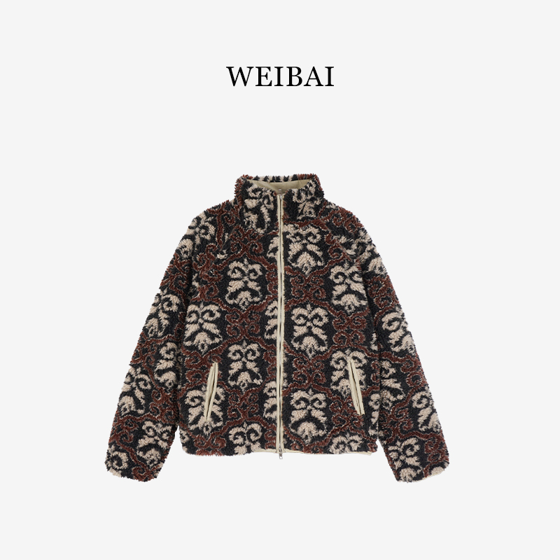 法式复古花纹保暖外套女慵懒宽松夹棉夹克外套82587
