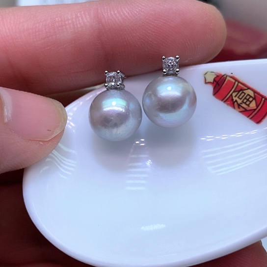 淡水珍珠耳饰银S925镶嵌