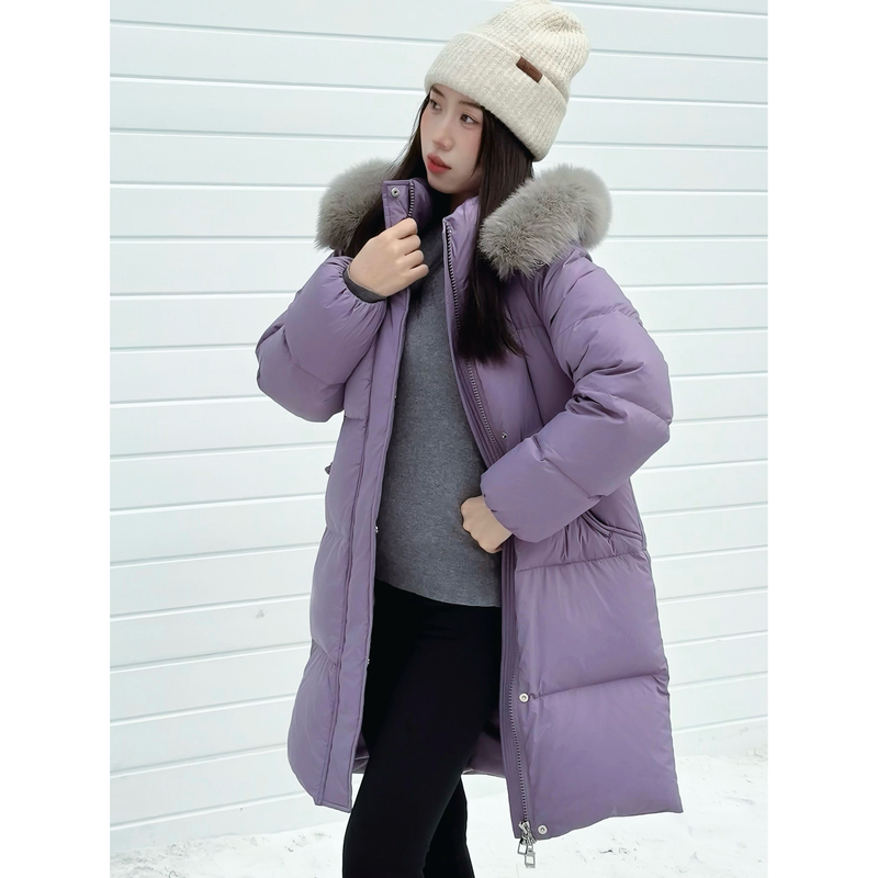 【紫气东来5138】琳琳小个子90白鸭绒显高显白长款羽绒服保暖时尚