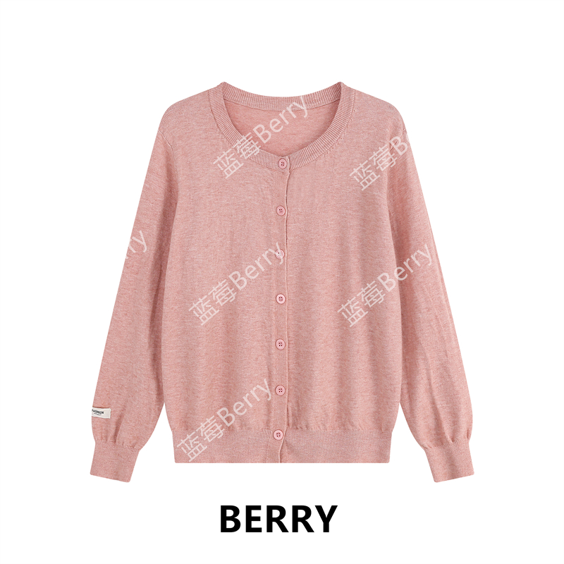  【蓝莓Berry】 圆领开衫外搭长袖小外套针织衫女上衣
