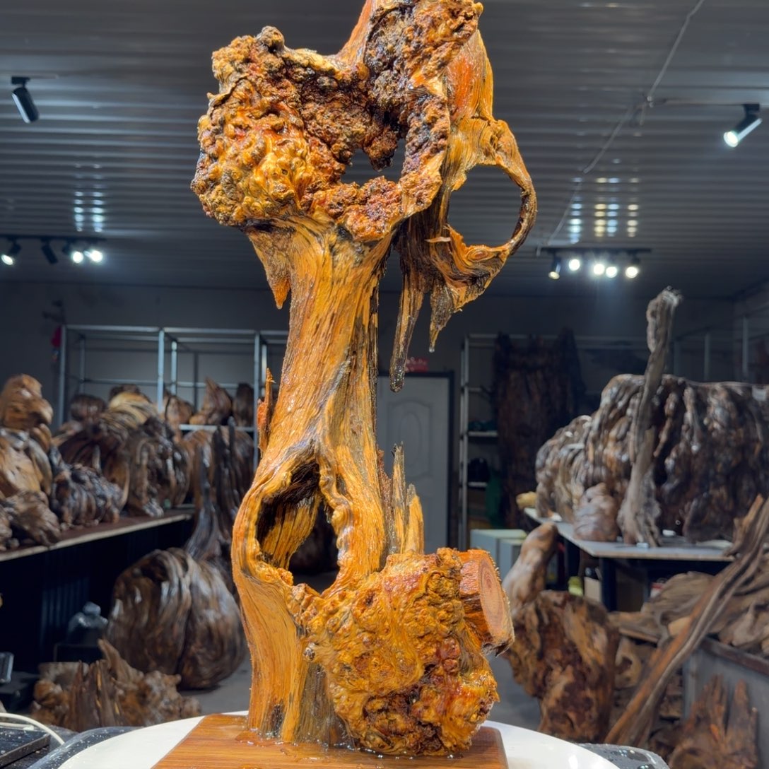 新***饰木王一刀琥珀木摆件43