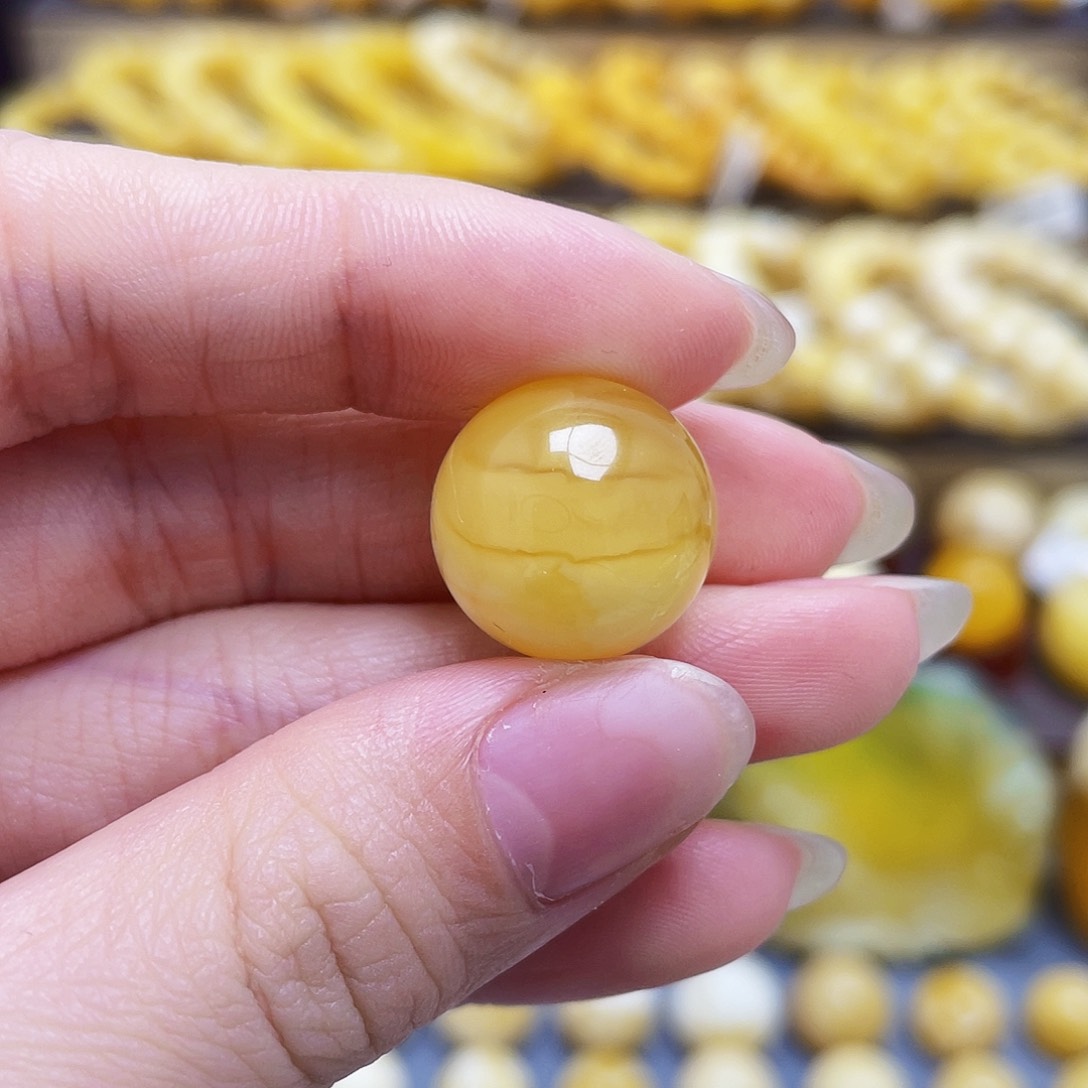 未镶嵌琥珀裸石蜜蜡圆珠16.2mm微瑕