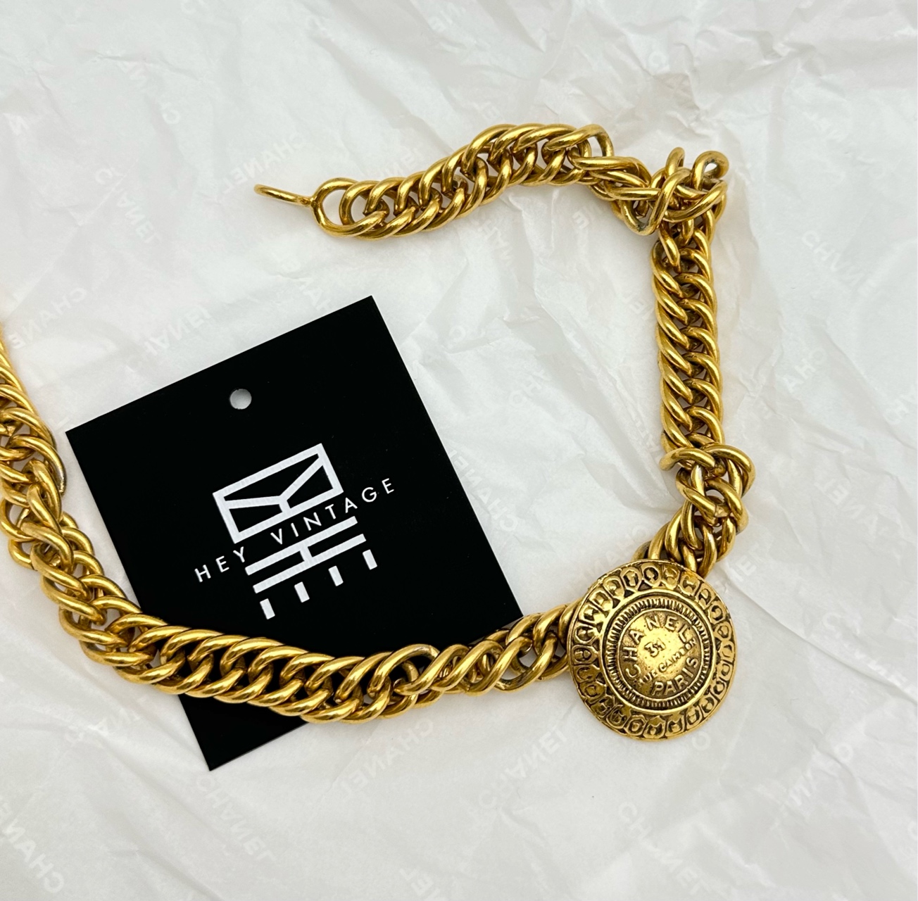 95新 Chanel/香奈儿 金色中古铭牌项链 5377391