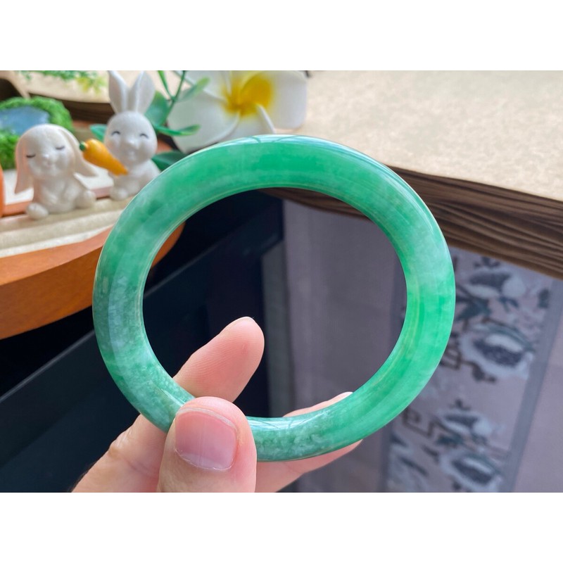 3.19批2046号手镯55.8-9.8-9.6满绿色镯！渐变绿色过渡晕染开！