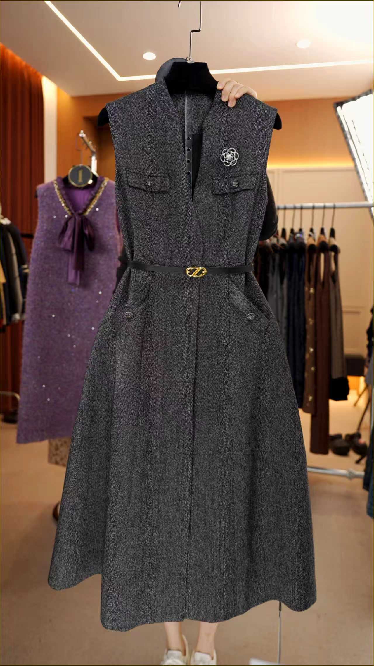 【宠粉价】小香风轻奢时尚气质无袖设计连衣裙NH-WX071