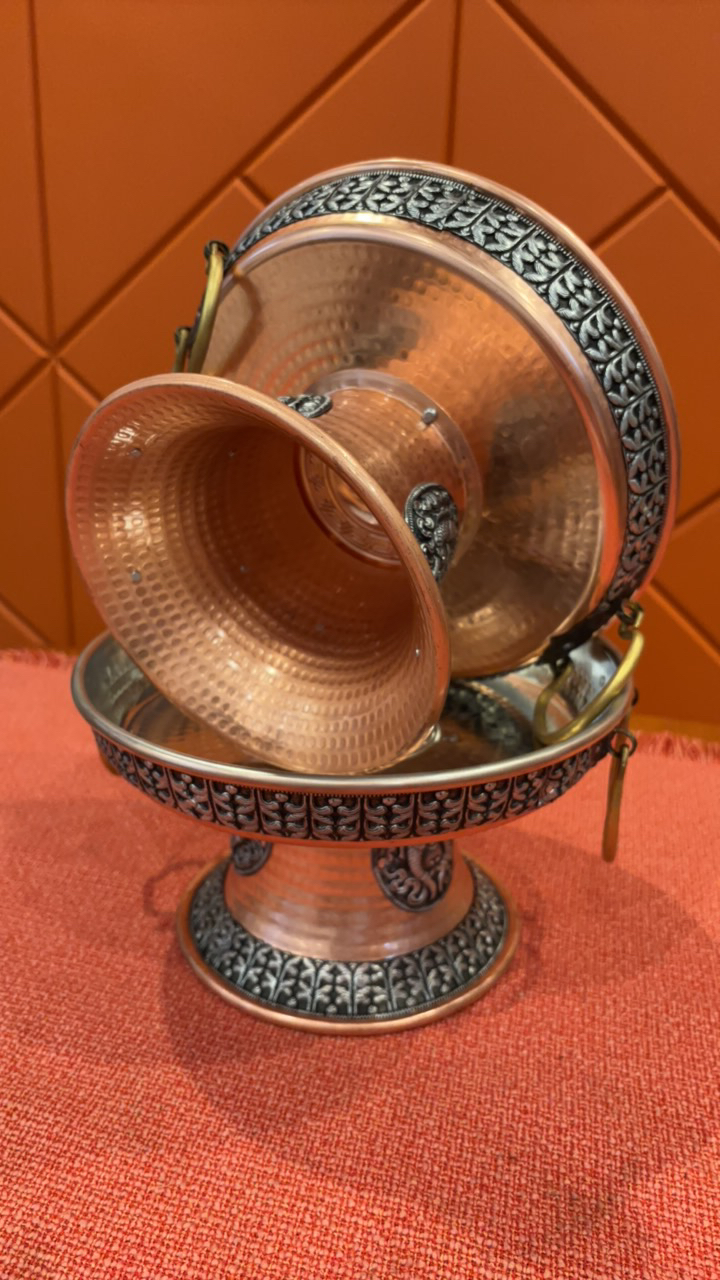 精选藏饰26公分纯紫铜果盘