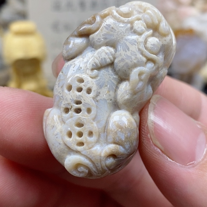 颈饰未镶嵌硅化珊瑚（珊瑚玉）有瑕