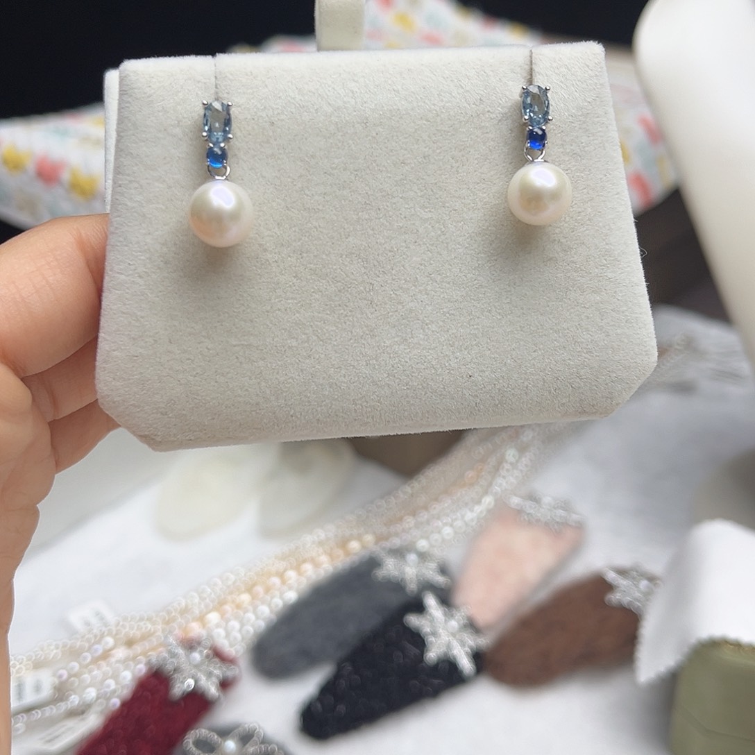 淡水珍珠耳饰银S925镶嵌