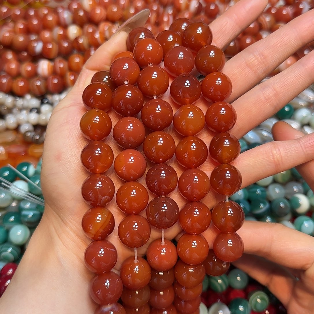 玛瑙/玉髓未镶嵌珠宝半成品16mm红玛瑙一条
