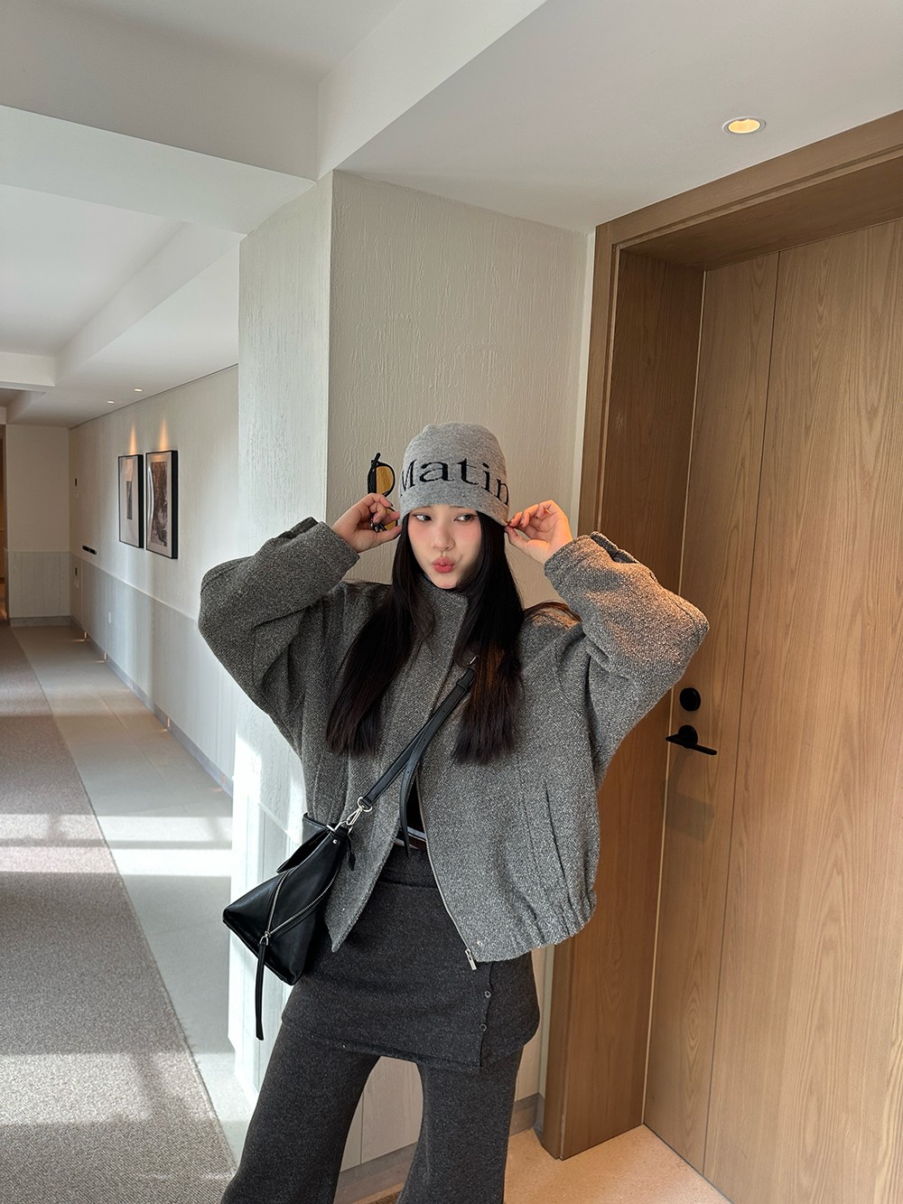 ONEXH·2025冬季新款高品质立领韩系羊毛外套女宽松休闲风短款夹克