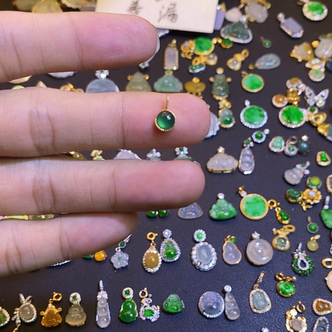 吊坠(不含链)银S925镶嵌翡翠