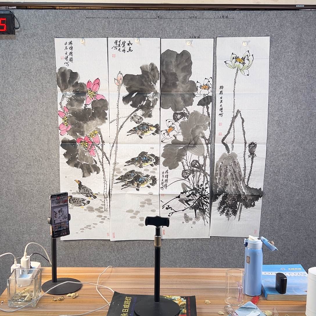国画706 花鸟是在花间集和花盆的