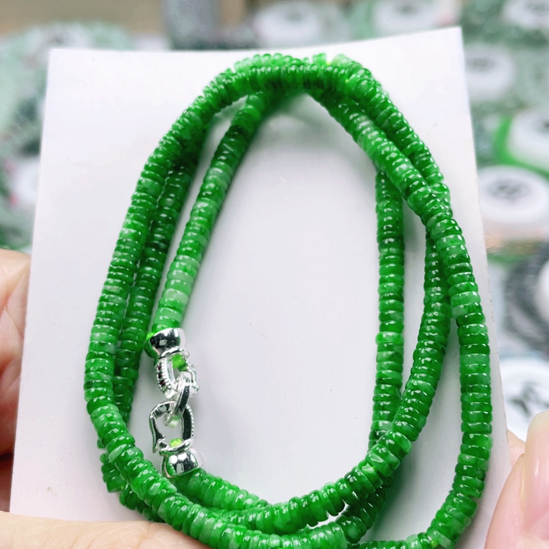 翡翠未镶嵌颈饰天然翡翠项链3.7mm左右