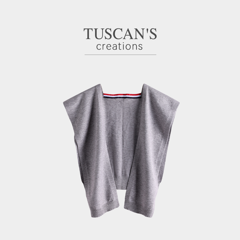 TUSCAN'S CREATIONS春秋小披肩外搭衬衫打结针织配裙子搭肩围巾