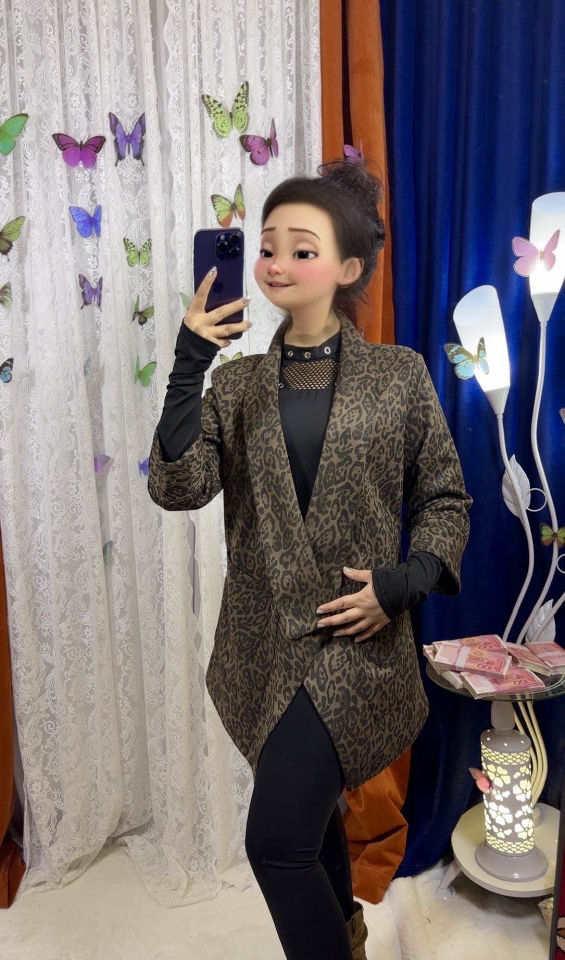 2024秋冬新款豹纹西装外套女韩版宽松显瘦气质高级感小个子西服潮