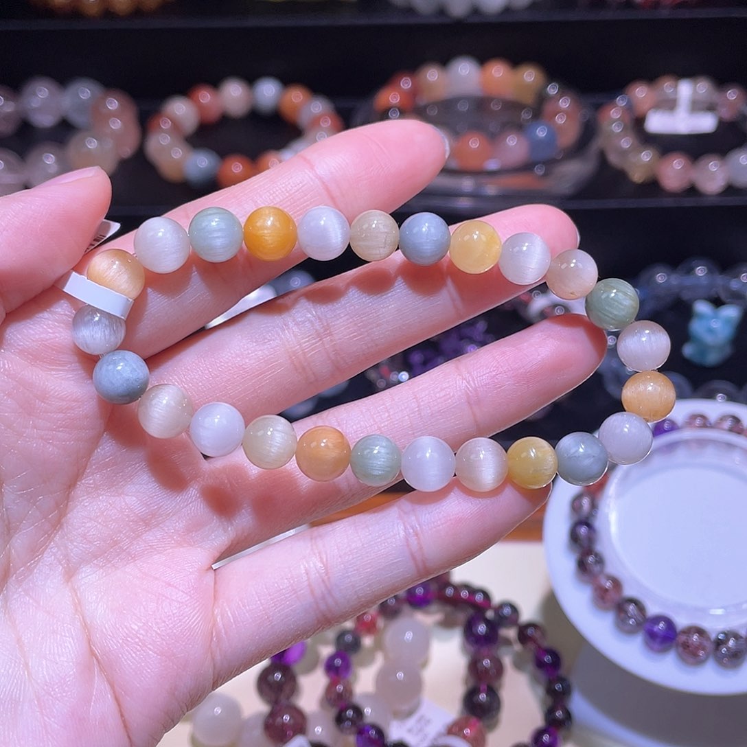 水晶手链未镶嵌兔毛手链，晶体通透8