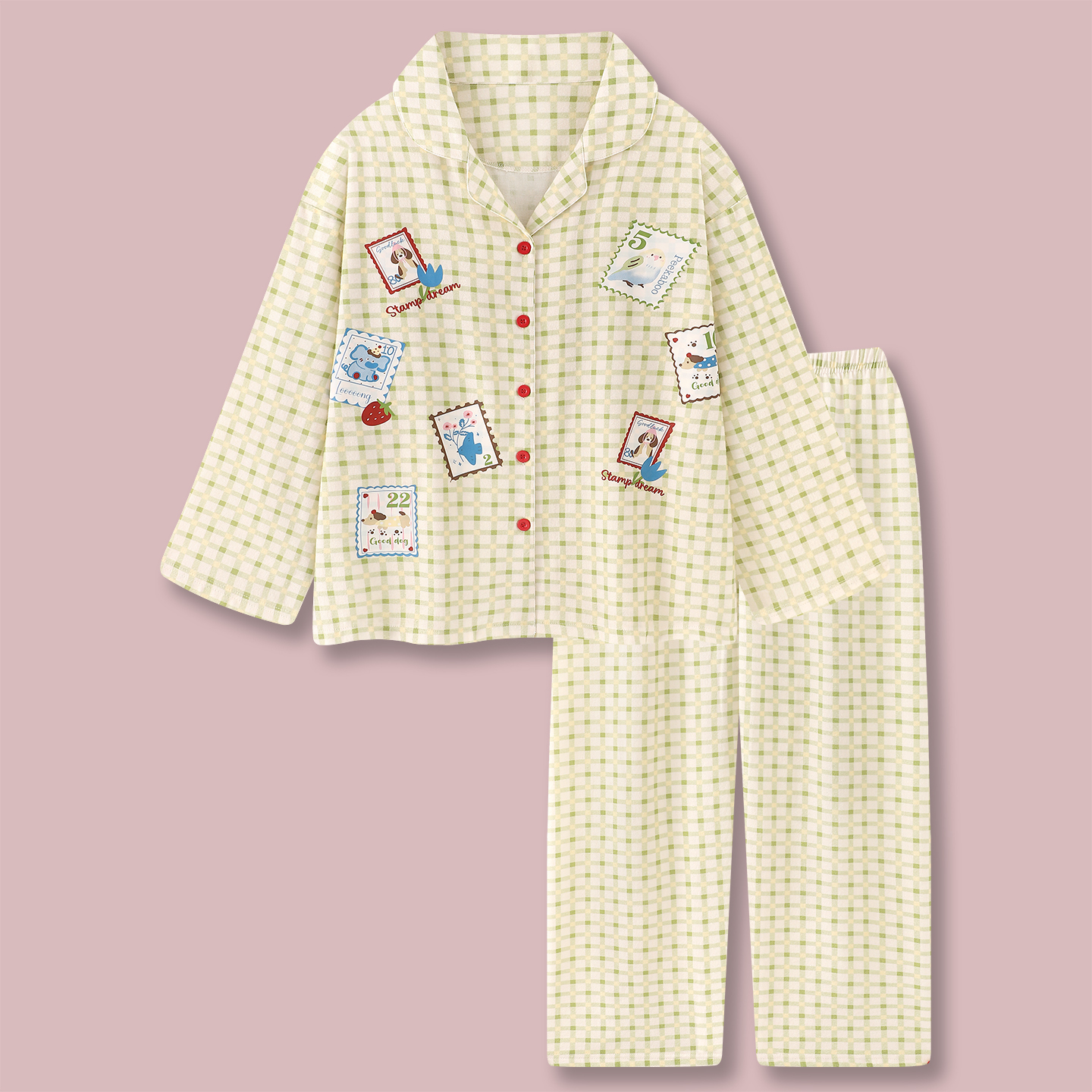 『邮票小狗』睡衣春秋女款2025新款长袖纯棉磨毛可外穿家居服套装