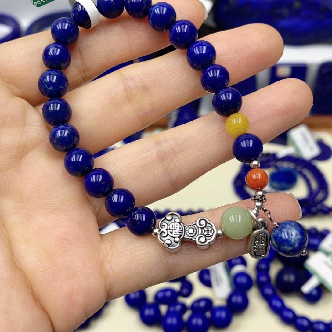 青金石手链银S925镶嵌