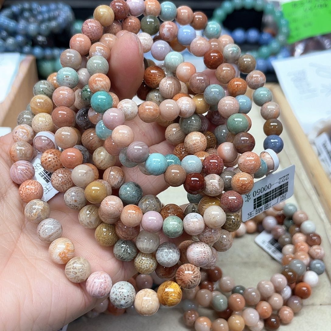 硅化珊瑚（珊瑚玉）手链未镶嵌乐****9664