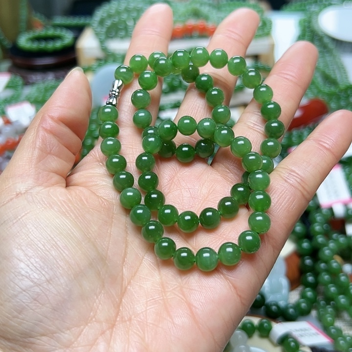 和田玉（碧玉）手串未镶嵌岚*