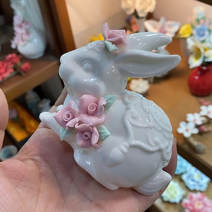瓷片纯手工陶瓷花摆件1