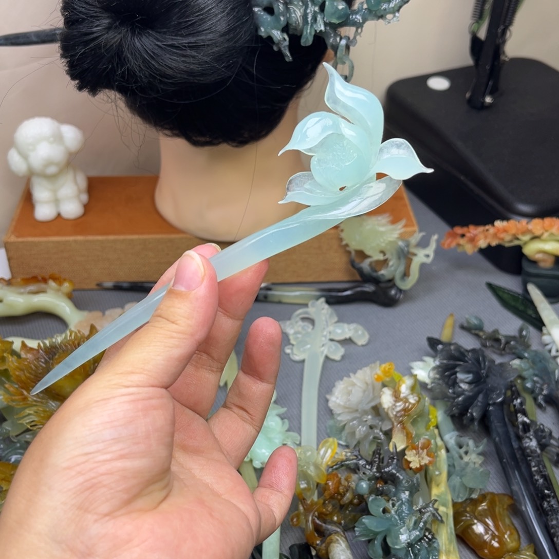 蛇纹石玉合金发饰