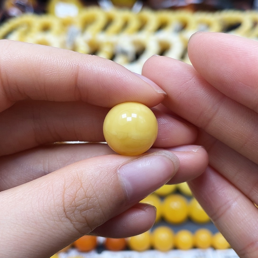 未镶嵌蜜蜡裸石圆珠14.4mm
