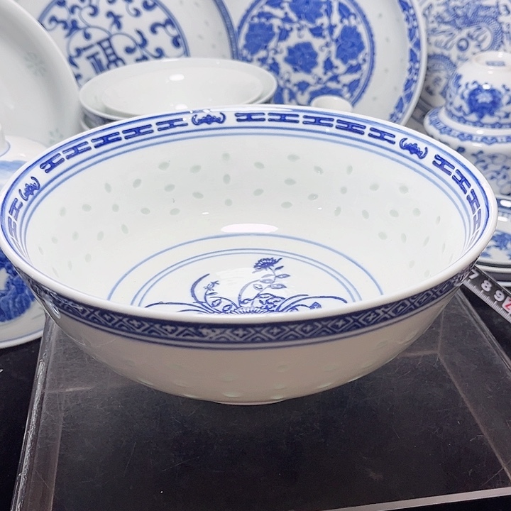 碗福****甜青花玲珑八寸兰花碗四个