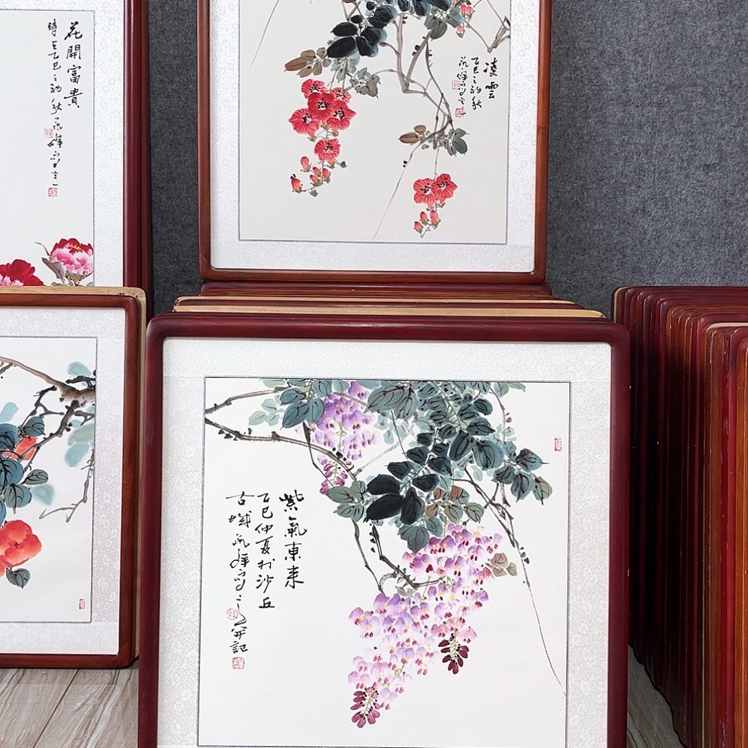 国画书画作品带框63×63
