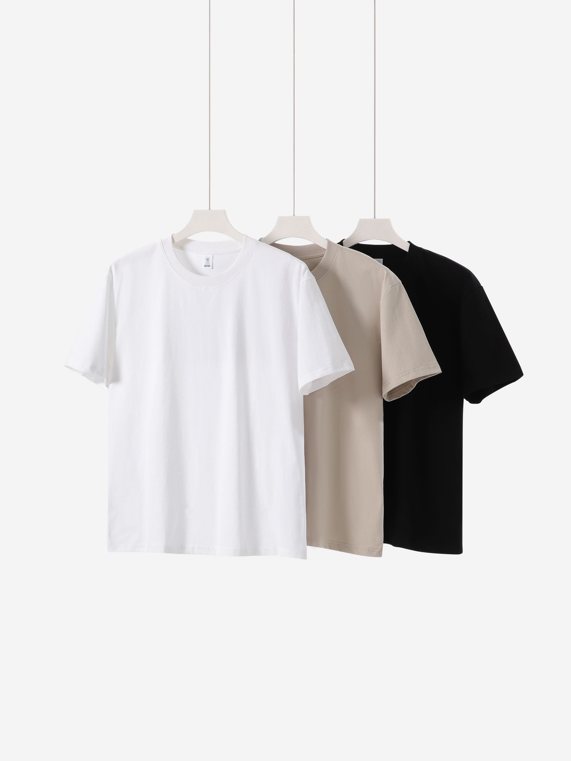 Xcool store索罗娜重磅短袖圆领宽松百搭纯色t恤白色男女同款夏装