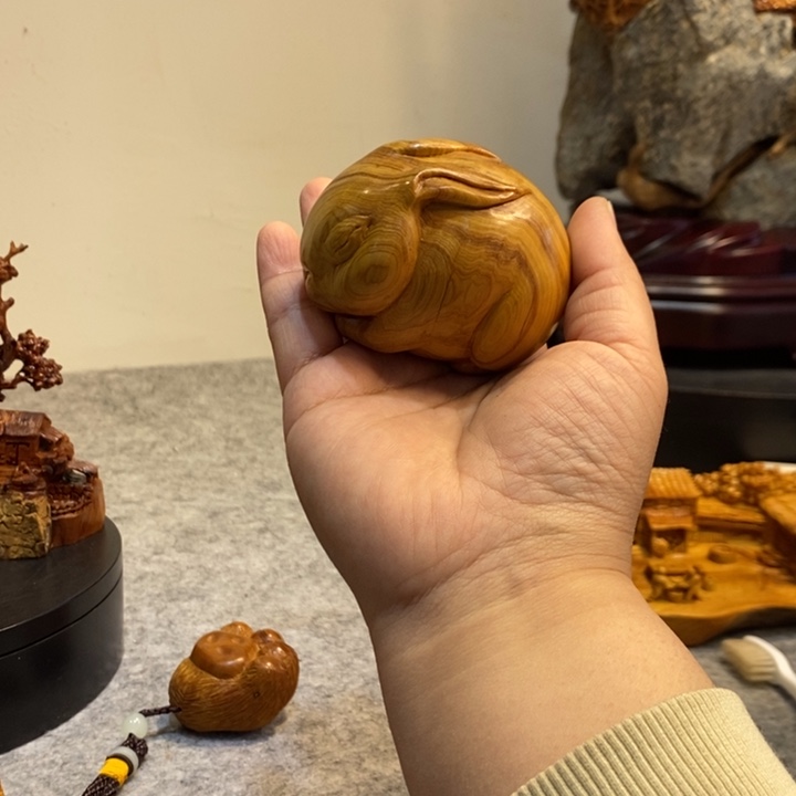 柏木向*花小兔子摆件